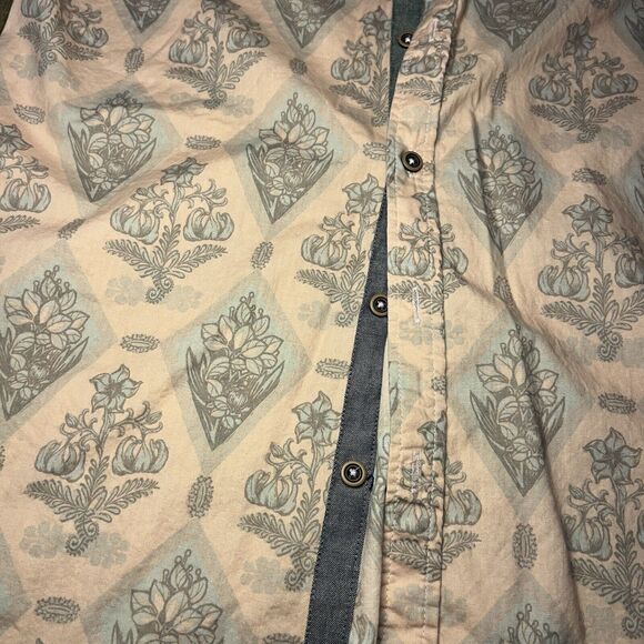 Craft + Flow Button Up Shirt Men's Medium Short Sleeve Floral Pink Cotton NWOT - Picture 2 of 9